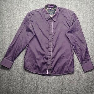 Scott Weiland English Laundry Button Down Mens L Purple Striped Floral Trim L/S